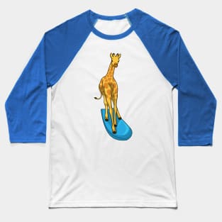 Giraffe Surfer Surfboard Baseball T-Shirt